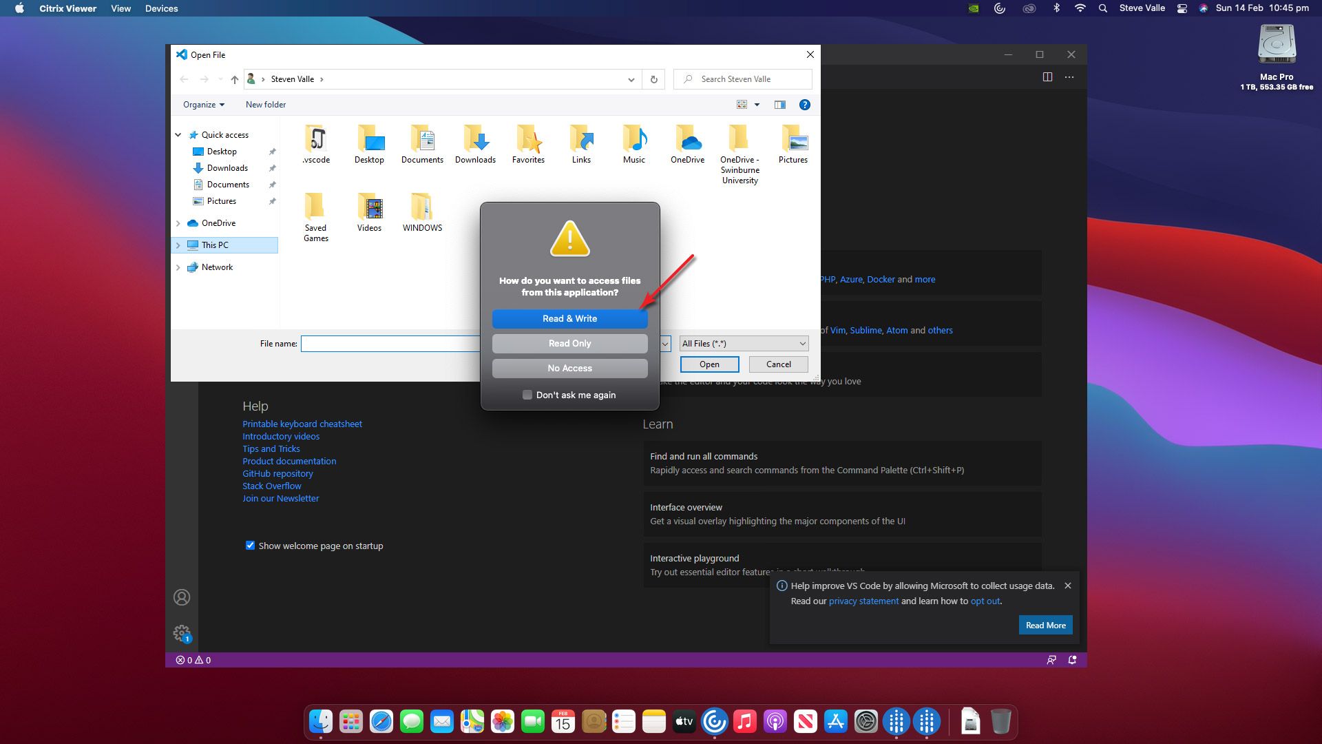 OneDrive User Guide (Virtual App) 的图片如何使用Citrix OneDrive虚拟应用程序突出过程中步骤2