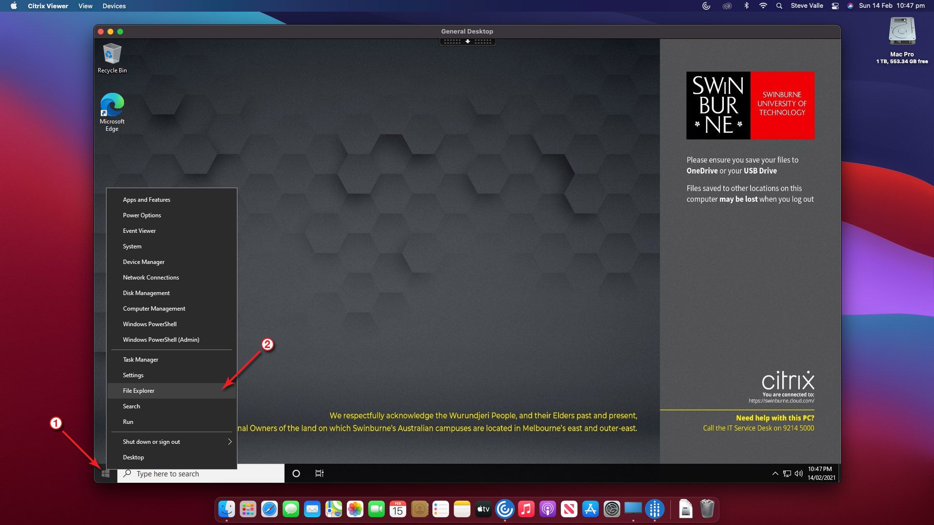 OneDrive User Guide (Desktop) 桌面的图片如何使用Citrix OneDrive突出过程中步骤1