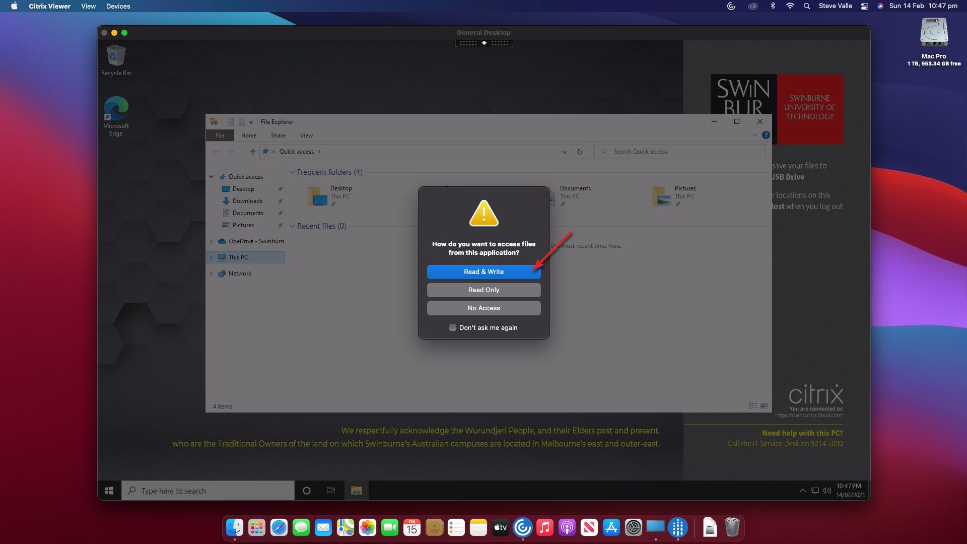 OneDrive User Guide (Desktop) 桌面的图片如何使用Citrix OneDrive突出过程中步骤3