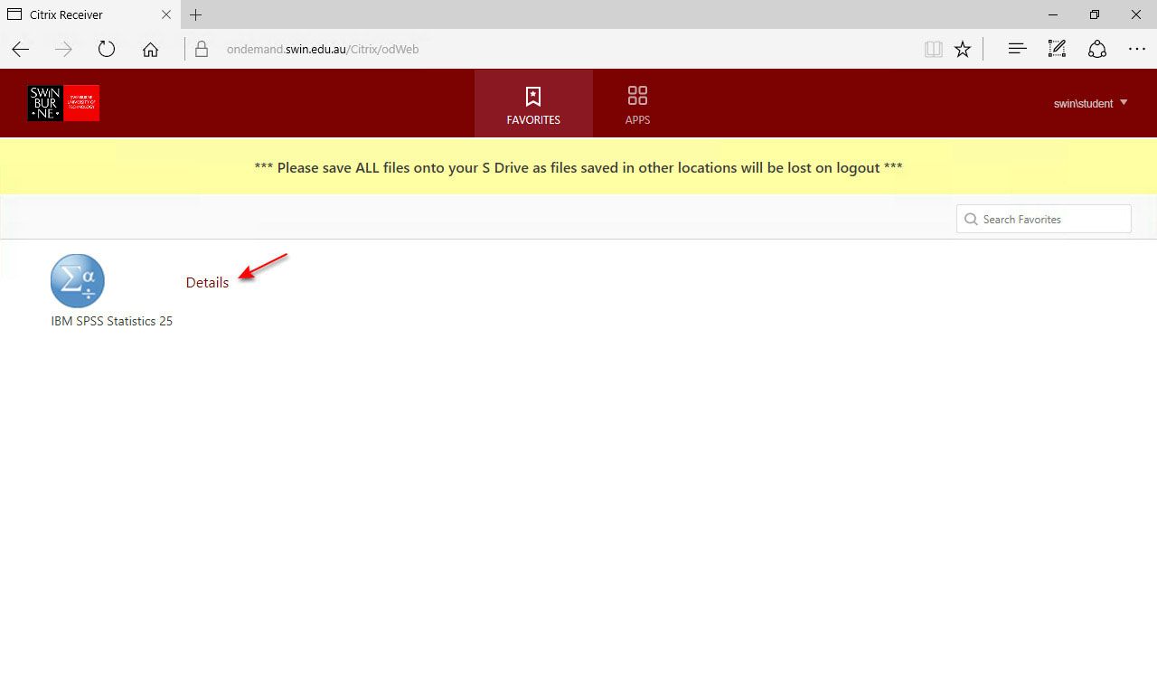 App on Demand. Step 10. web浏览器打开的截图斯文本科技大学与红色箭头指向的应用需求细节的链接
