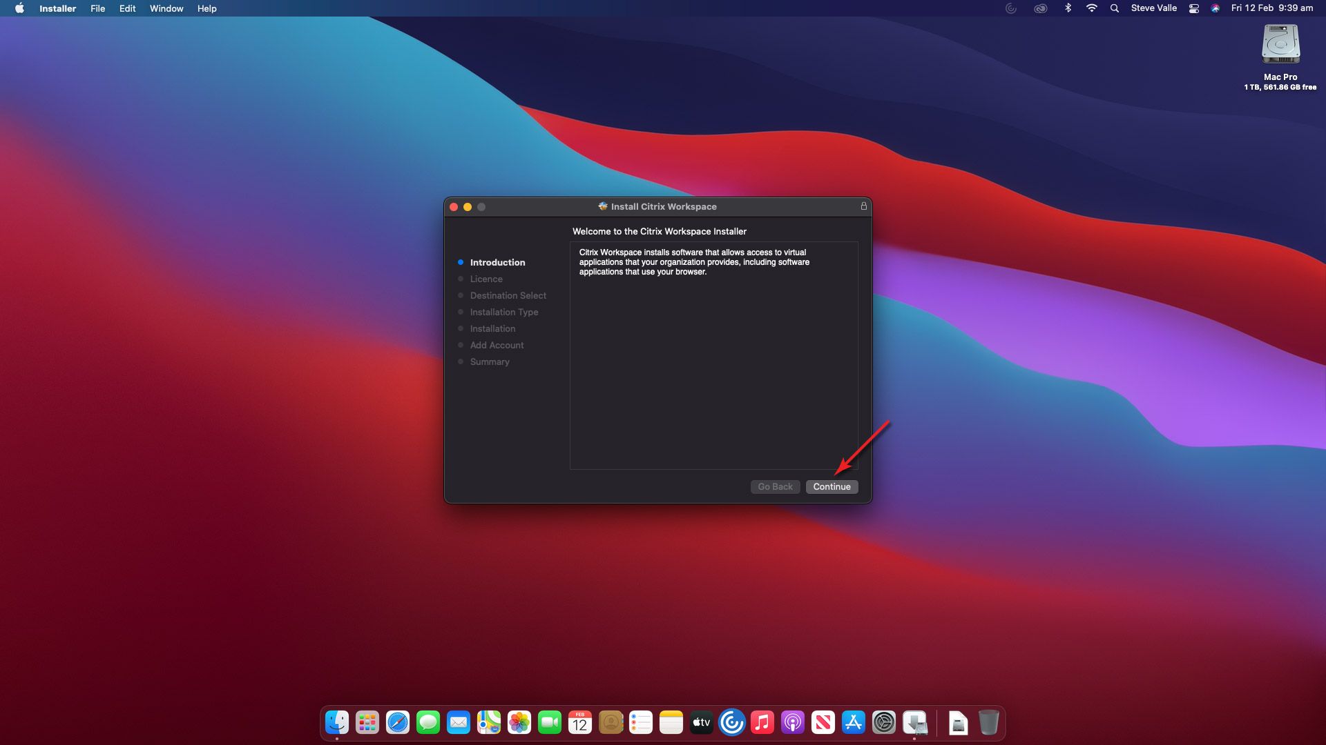 Citrix Install Guide (macOS) 图片的Citrix安装在macOS强调步骤8