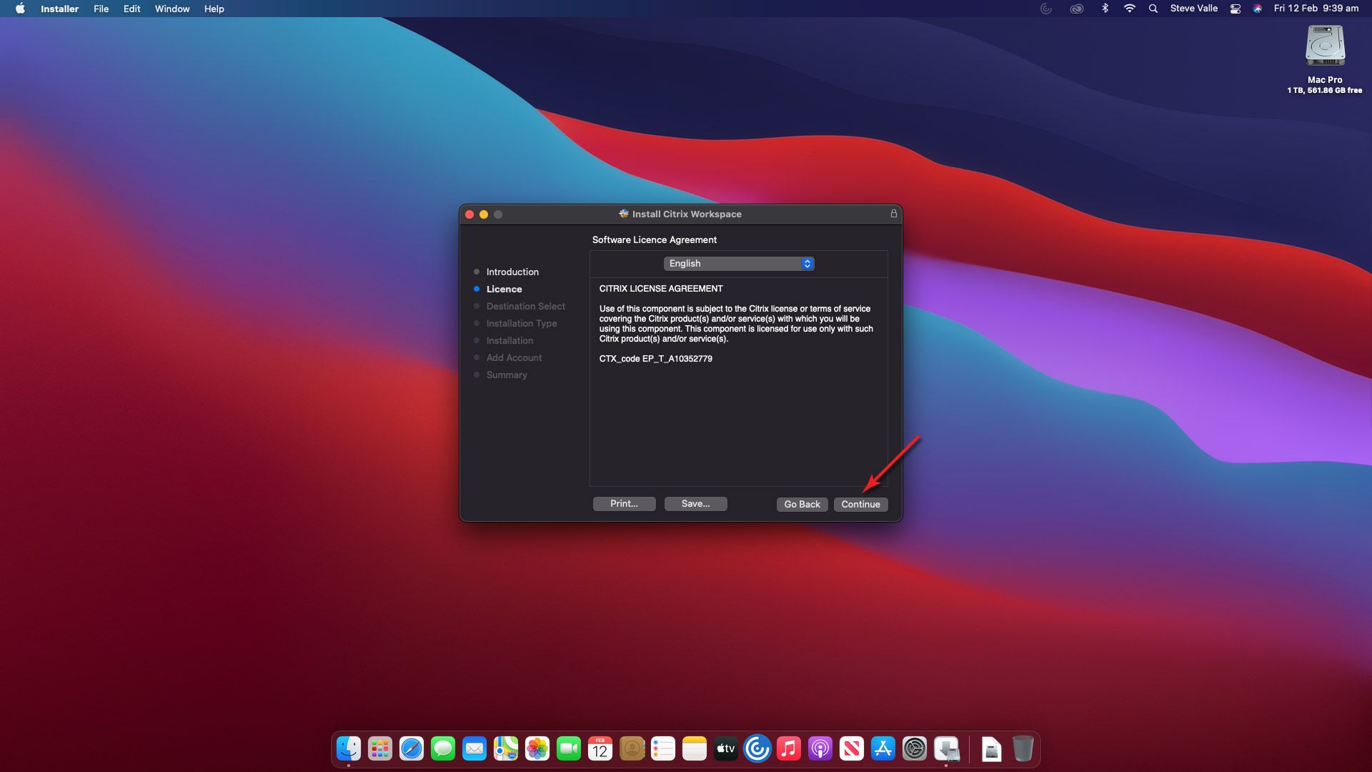Citrix Install Guide (macOS) 图片Citrix安装在macOS突出第9步的过程