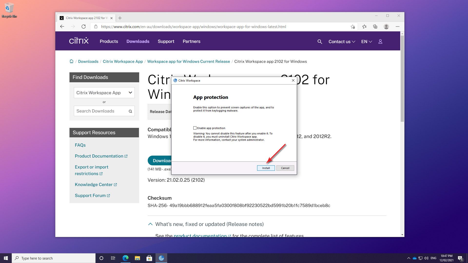 Citrix Install Guide (Windows 10) 图片Citrix安装在Windows上10突出第9步
