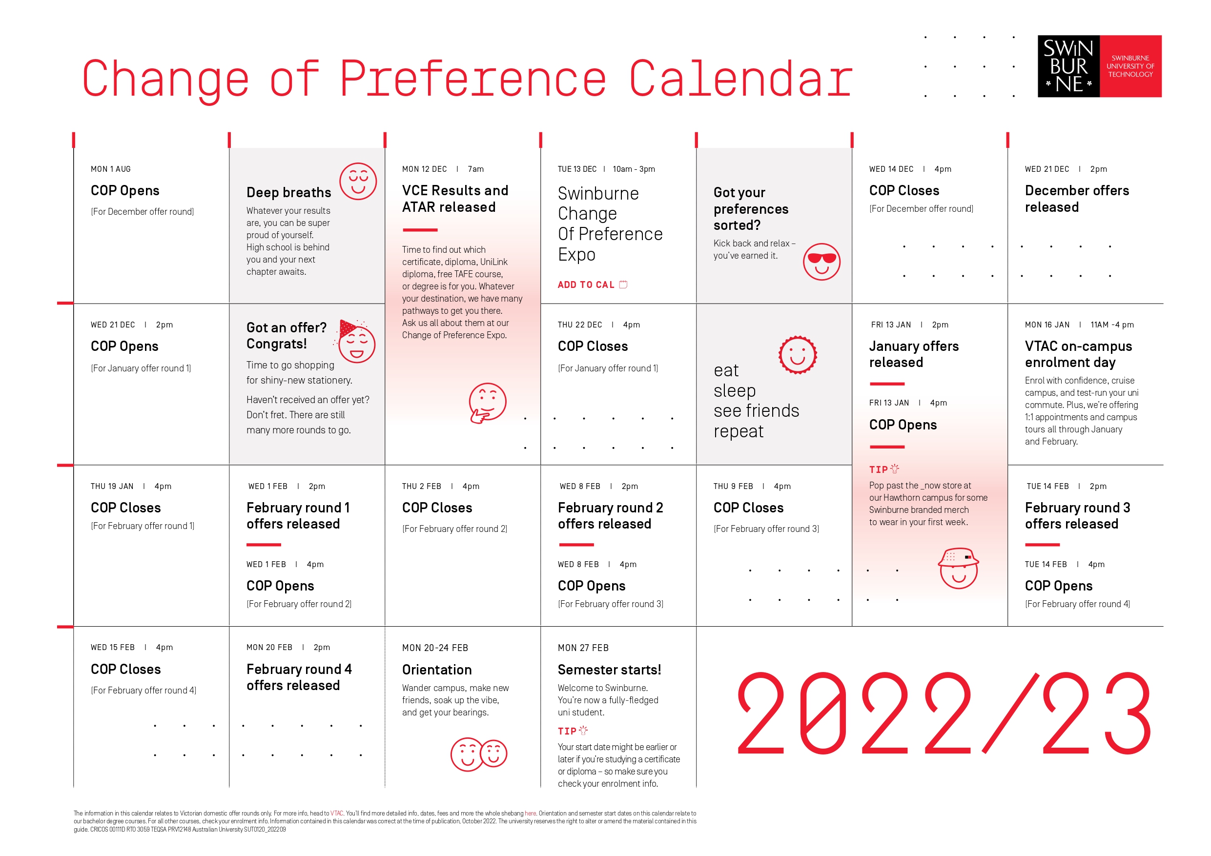 2022/2023的偏好(COP)日历