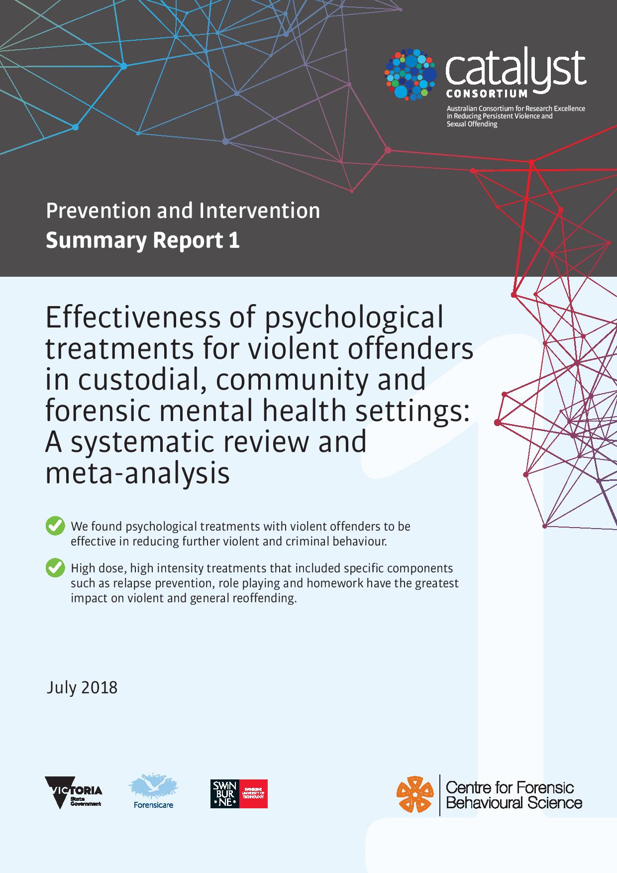 心理治疗的有效性在保管的暴力罪犯,社区和法医精神卫生设置:系统回顾和荟萃分析
