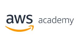 亚马逊网络服务学院徽标。小写的“ aws”，下面有黄色弯曲的箭头，指向“学院”一词。