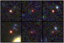 照片拼贴的六种不同的图像大星系,看到宇宙大爆炸后500 - 800年