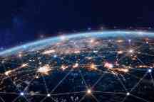全球电信网络，连接地球的节点，互联网，全球通信