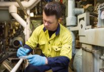 Swinburne bioengineering researcher Associate Professor Scott Wade working on a maritime project.