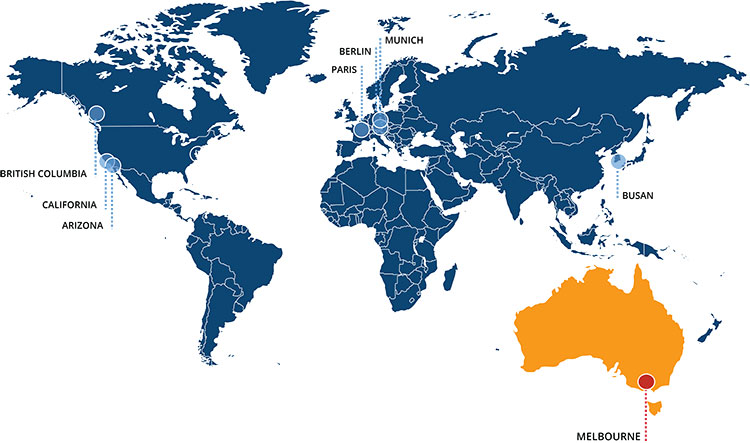 显示AWS云创新中心位置的世界地图